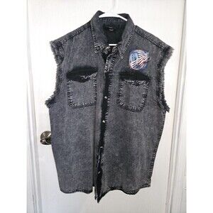 Biker Clothing Company Men's Black Sleeveless Button-Up Shirt Size 2XL American